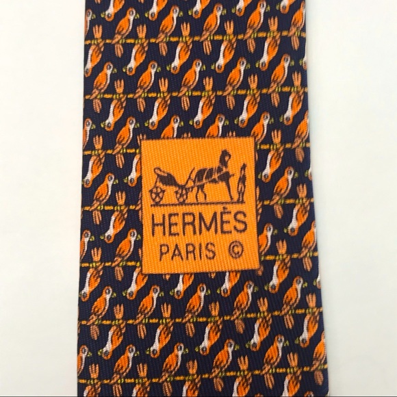 HERMÈS 100% silk luxury designer tie. NWOT - Picture 5 of 7